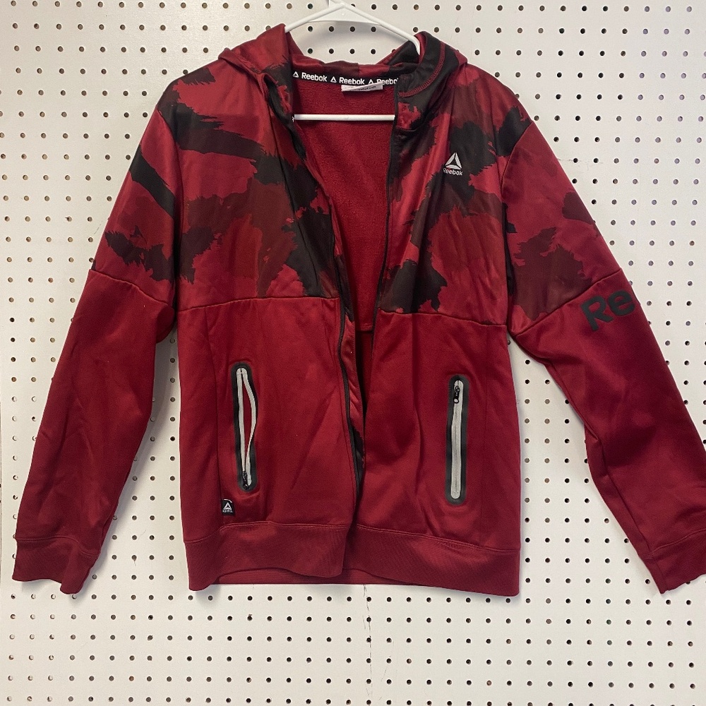 Reebok full Zip Hoodie Size XL Youth 18 Burgundy Black